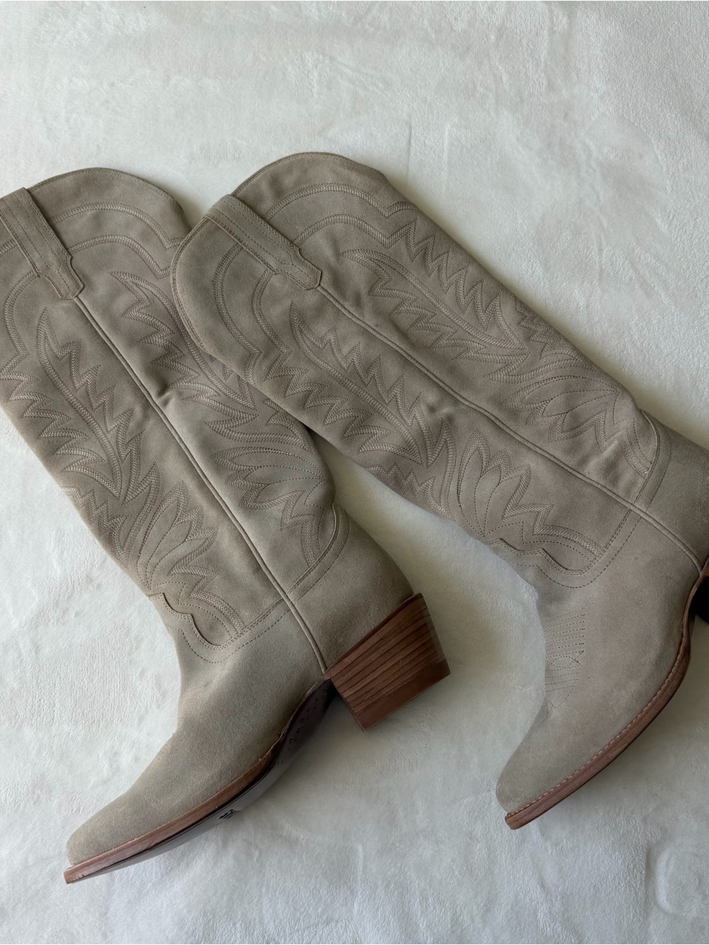 Tecovas Taupe Suede Knee-High Western Boots